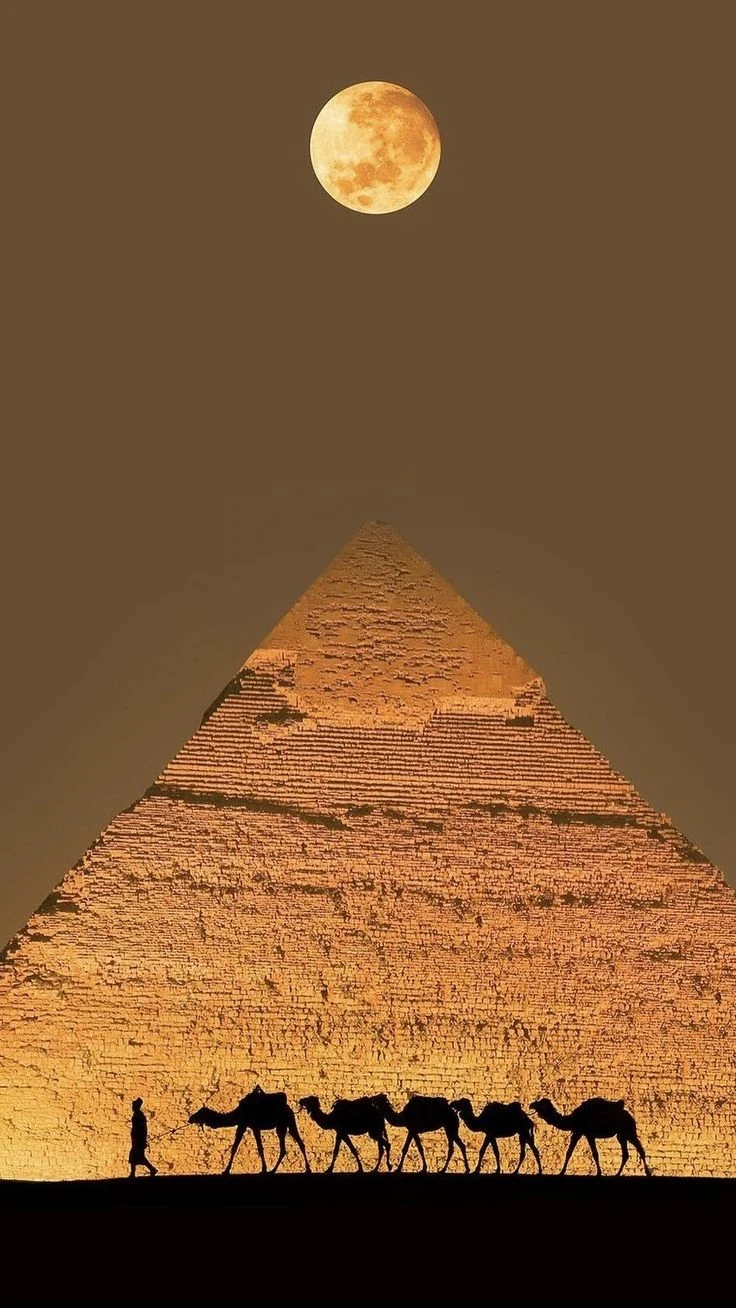 Pyramid beneath the moon